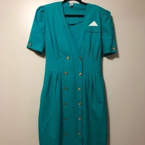 80s Plus Teal Dress